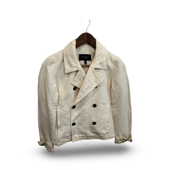 Burberry Cream Double-Breasted Pea Coat - Picture 3 of 11